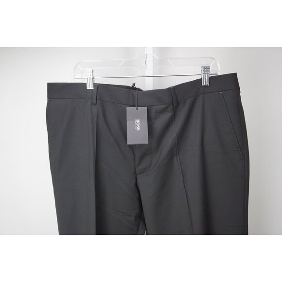 Hugo Boss Parkway 100% Wool Solid Black Dress Pants Sz 40 NEW